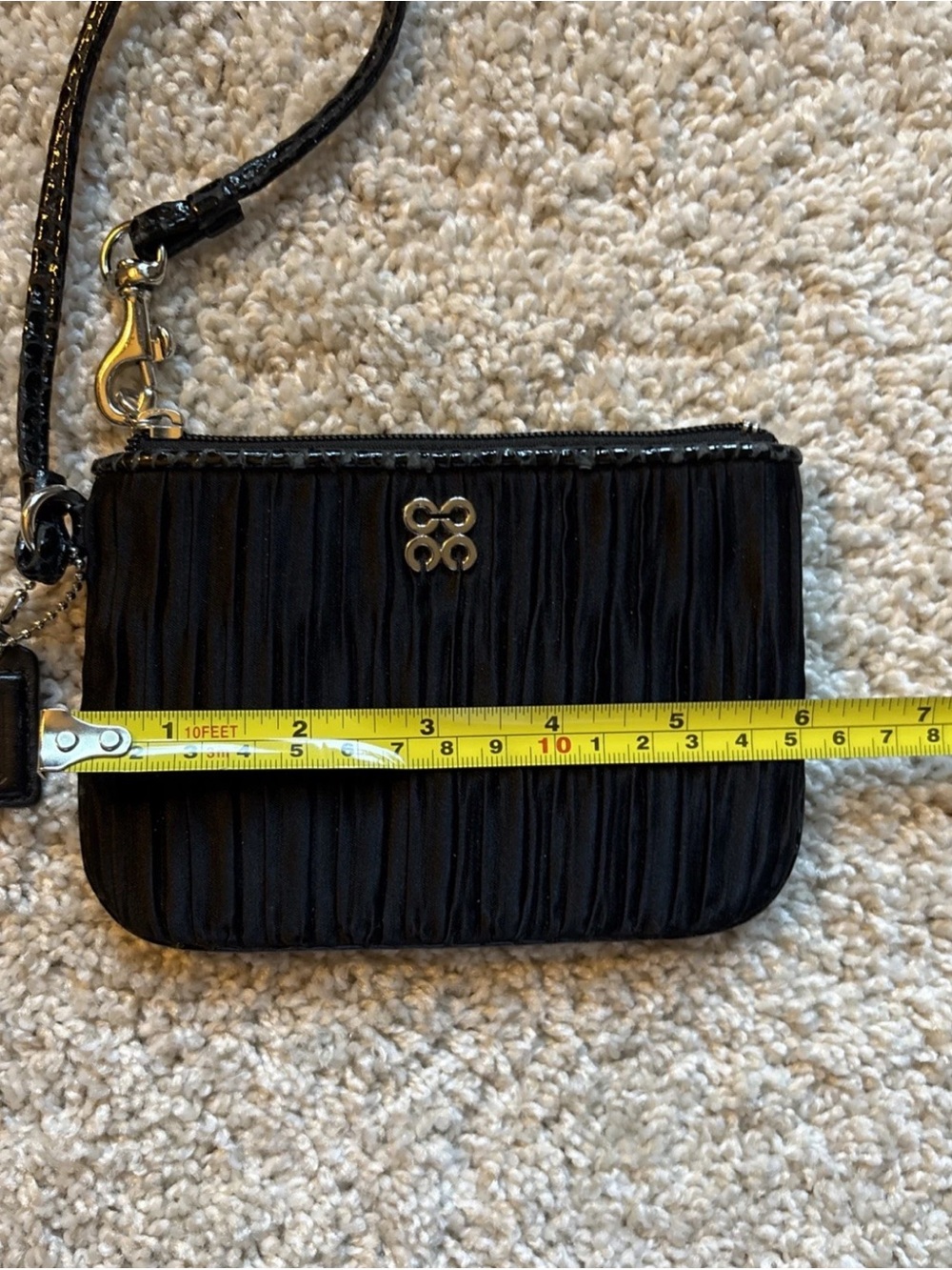 Coach Black Satin   Pleated Wristlet with Gold Accents - Picture 8 of 8